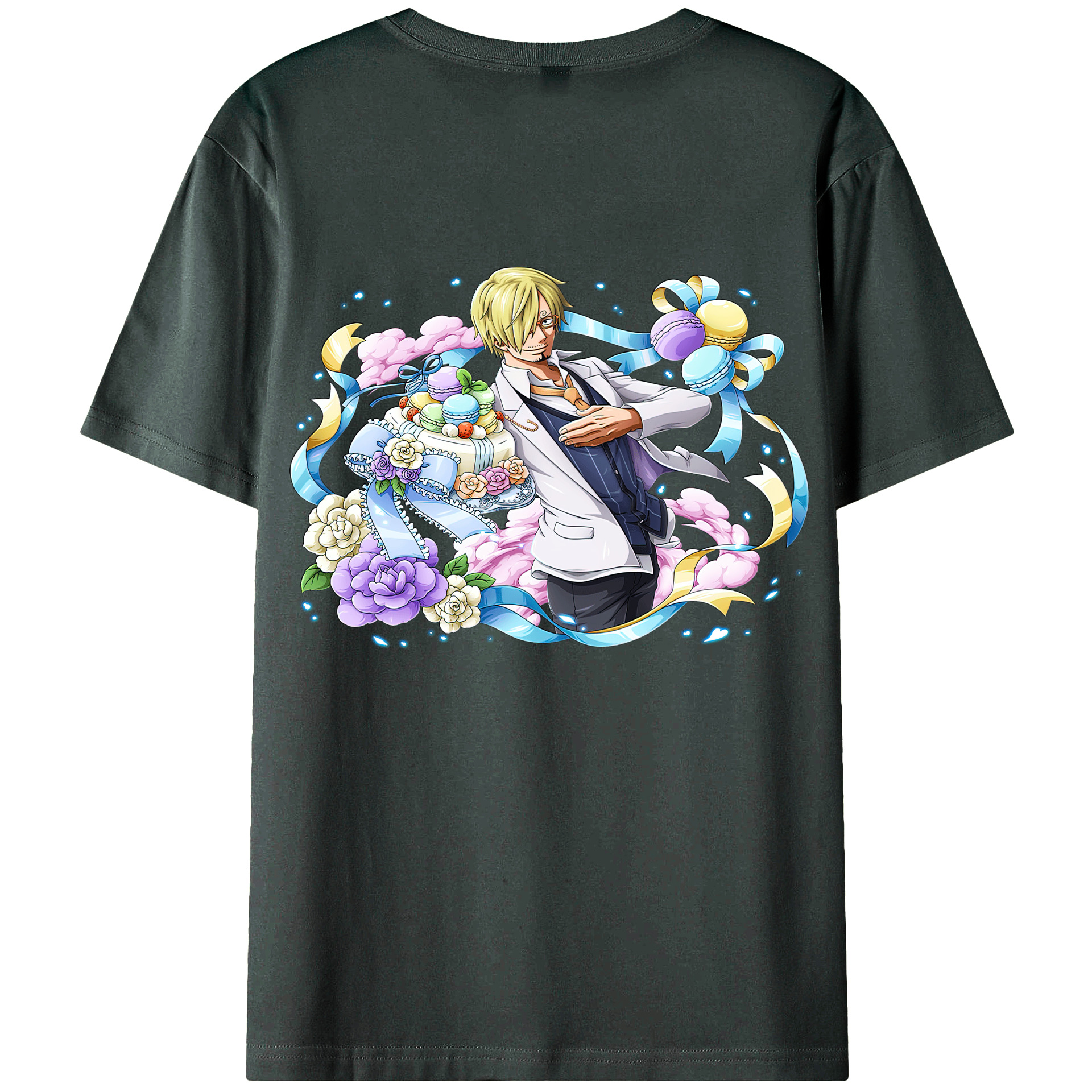 （画像用） ワンピース サンジ ONE PIECE Sanji 綿100％ メンズ半袖Tシャツ（バックプリント） 通気性